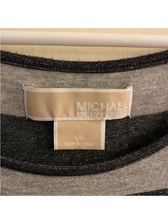 Michael Kors Sleeveless Striped Swing Top - Black & Gray- Sz Large - Picture 4 of 5